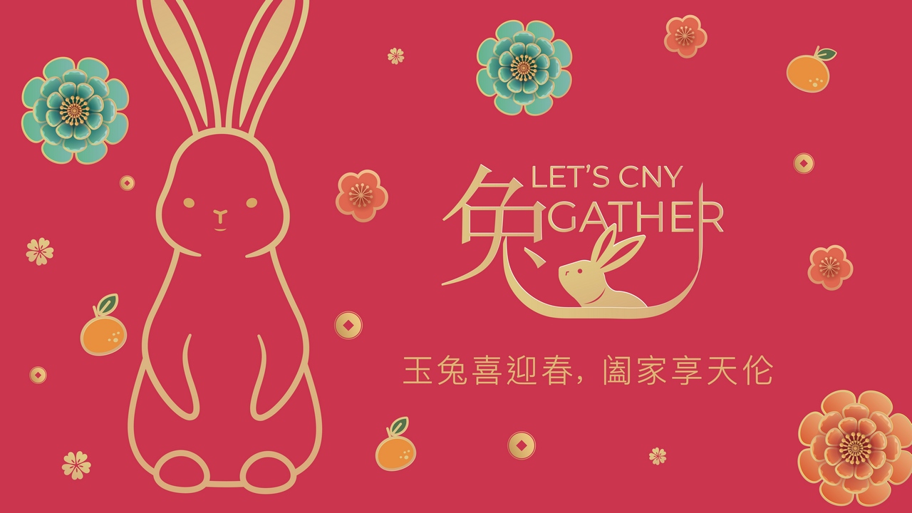 Chinese New Year Rabbit 2023 greeting banner with cute rabbit